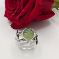 Prehnite Moon Face ring size 8