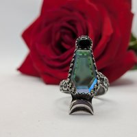 Gothic Coffin Moon Ring size 8