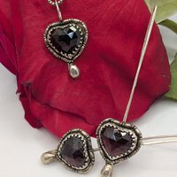 Blood Red Heart Garnet Set