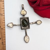 Glowing Petroleum Quartz & Moldavite Pendant 