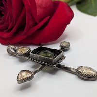 Glowing Petroleum Quartz & Moldavite Pendant 