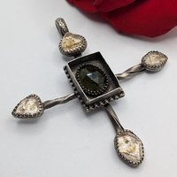 Glowing Petroleum Quartz & Moldavite Pendant 