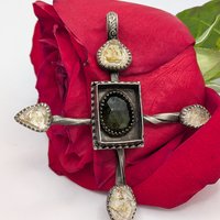 Glowing Petroleum Quartz & Moldavite Pendant 