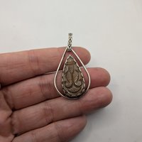 Carved Peach Sunstone Pendant 
