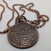 Copper cookie pendant and chain