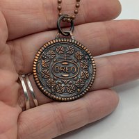 Copper cookie pendant and chain