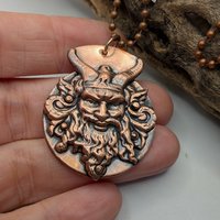 Copper Krampus/Green Man necklace