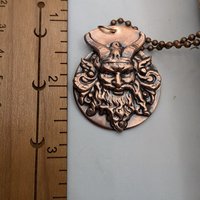 Copper Krampus/Green Man necklace