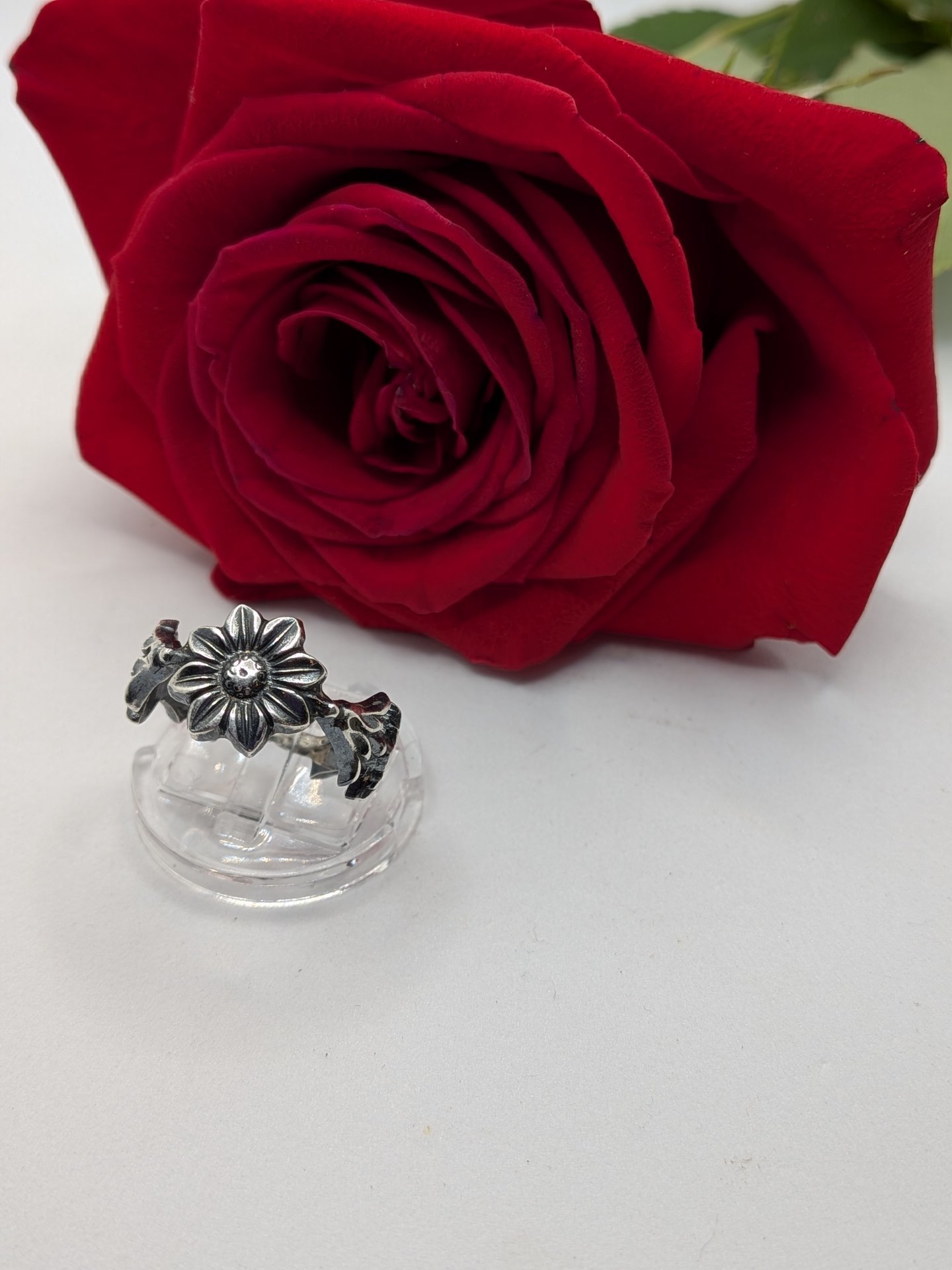 Gothic Flower Sterling Ring size 8.5