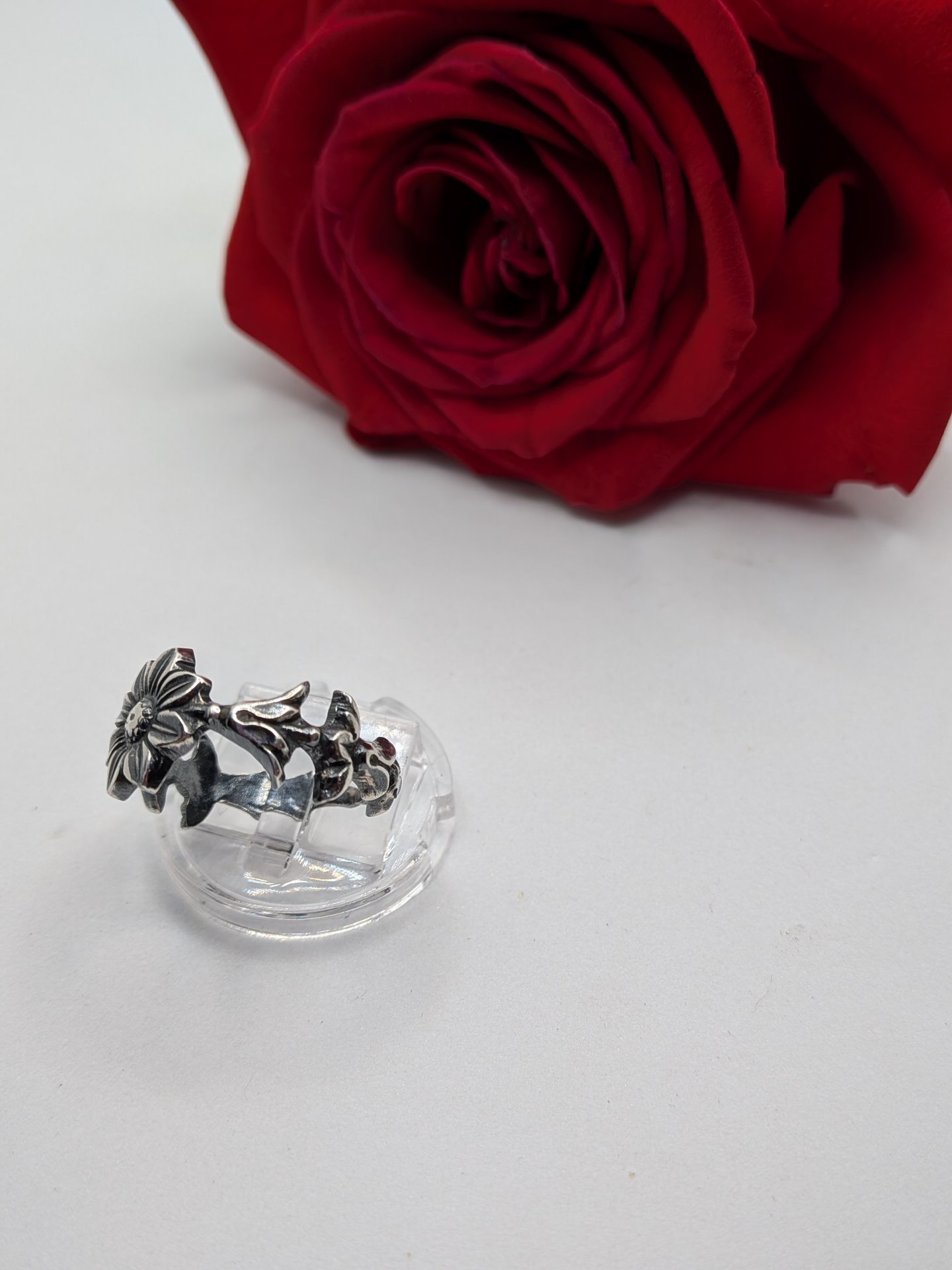 Gothic Flower Sterling Ring size 8.5