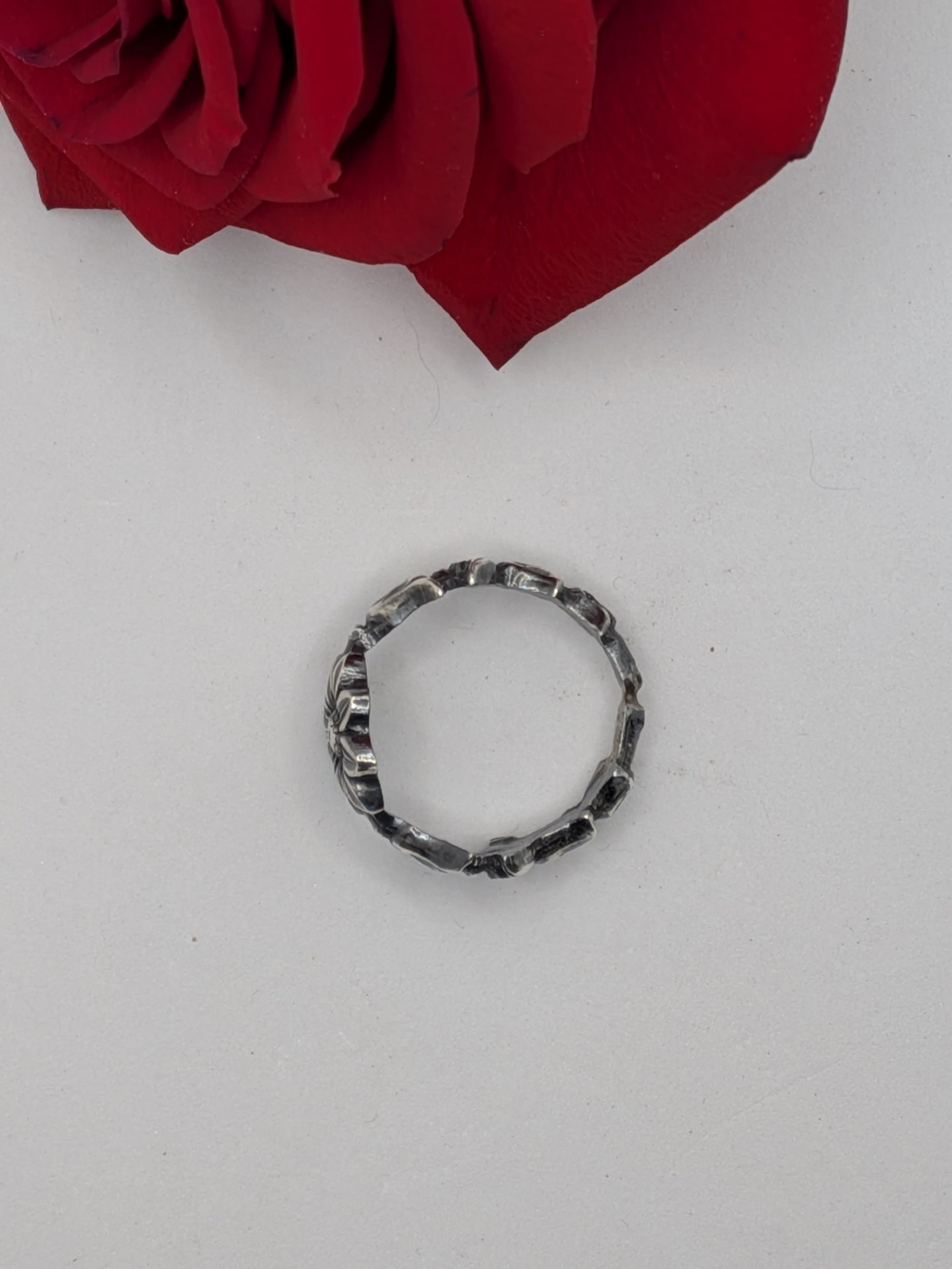 Gothic Flower Sterling Ring size 8.5