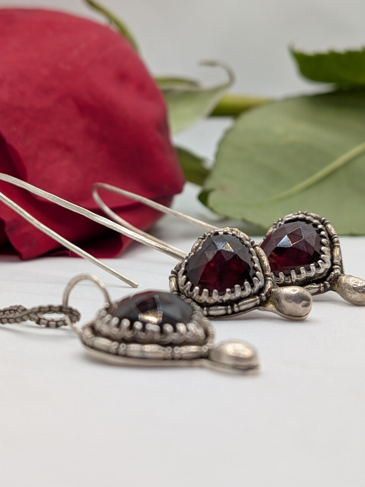 Blood Red Heart Garnet Set