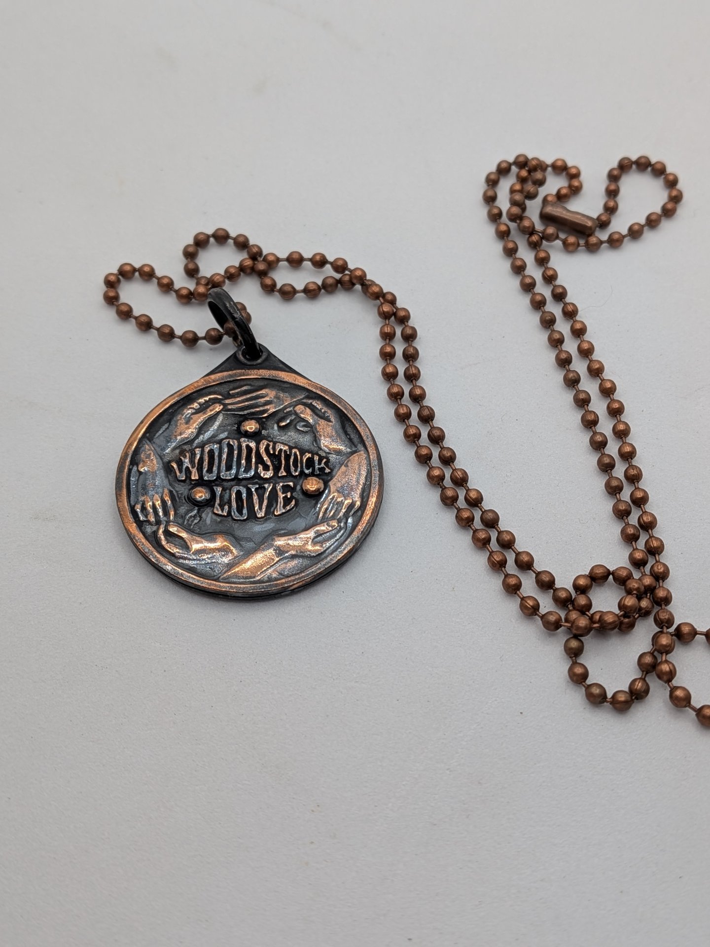 Copper Woodstock pendant and chain