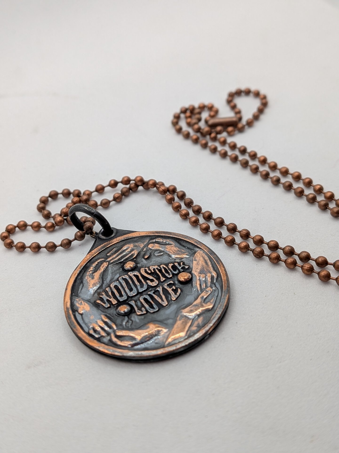 Copper Woodstock pendant and chain