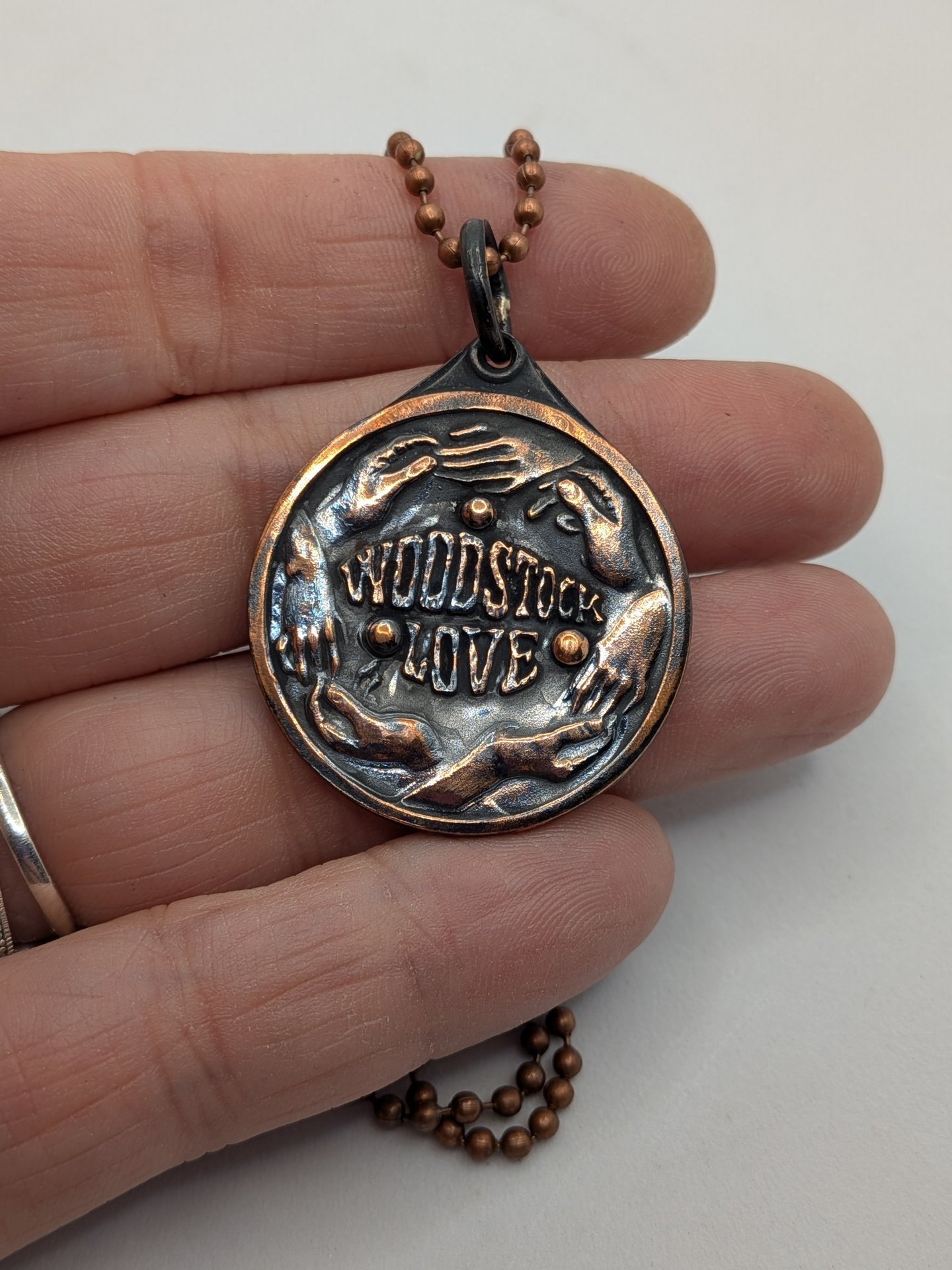 Copper Woodstock pendant and chain