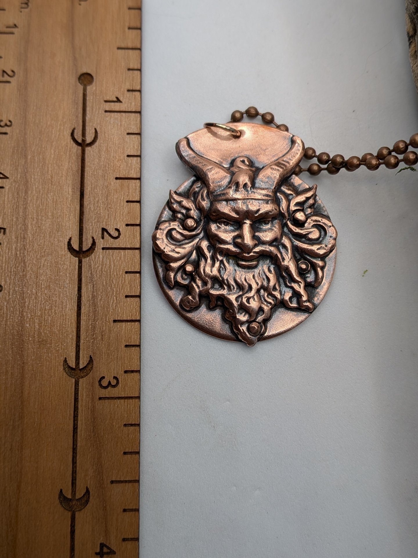 Copper Krampus/Green Man necklace