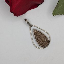 Carved Peach Sunstone Pendant 