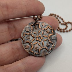 Copper flower pendant and chain
