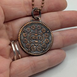 Copper cookie pendant and chain