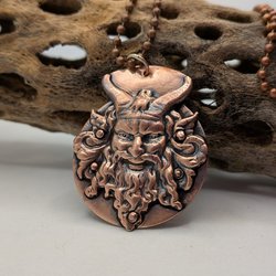 Copper Krampus/Green Man necklace